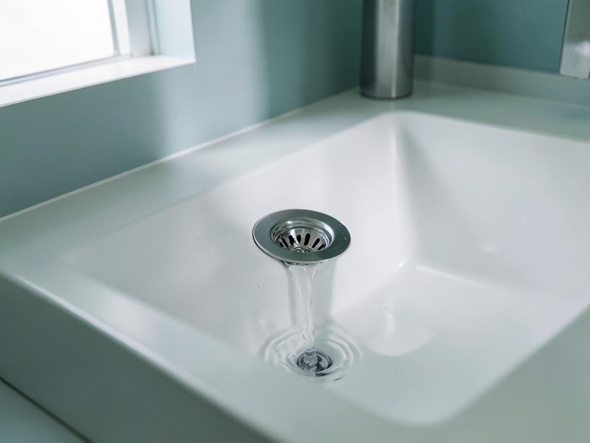 Clean modern sink and drain maintained with Sewclean home care