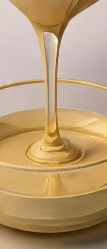Liquid thermoplastic resin being poured between vessels